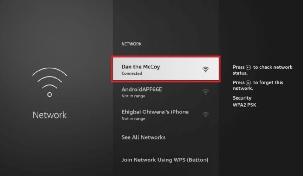 Check internet connection on Firestick connected TV