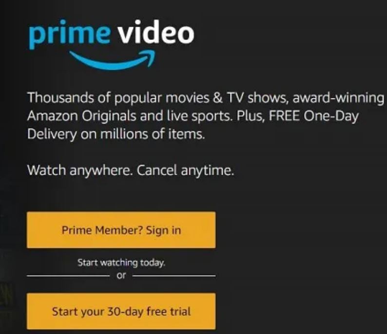 Sign into Amazon Prime Video